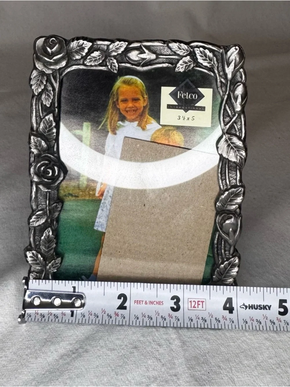 Fetco Vintage Silver Rose Frame 3x5 Ornate Floral Cottage Decor